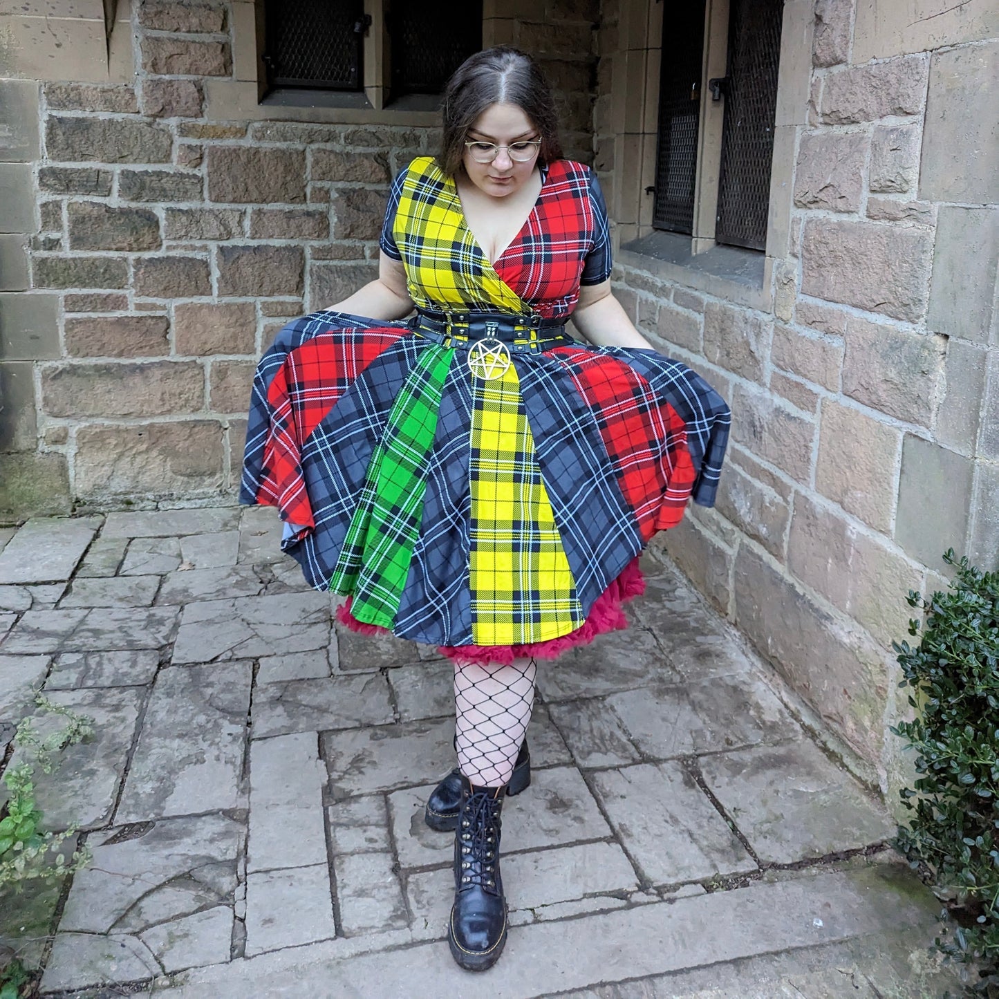 Tartan Mash Up Crossover Dress